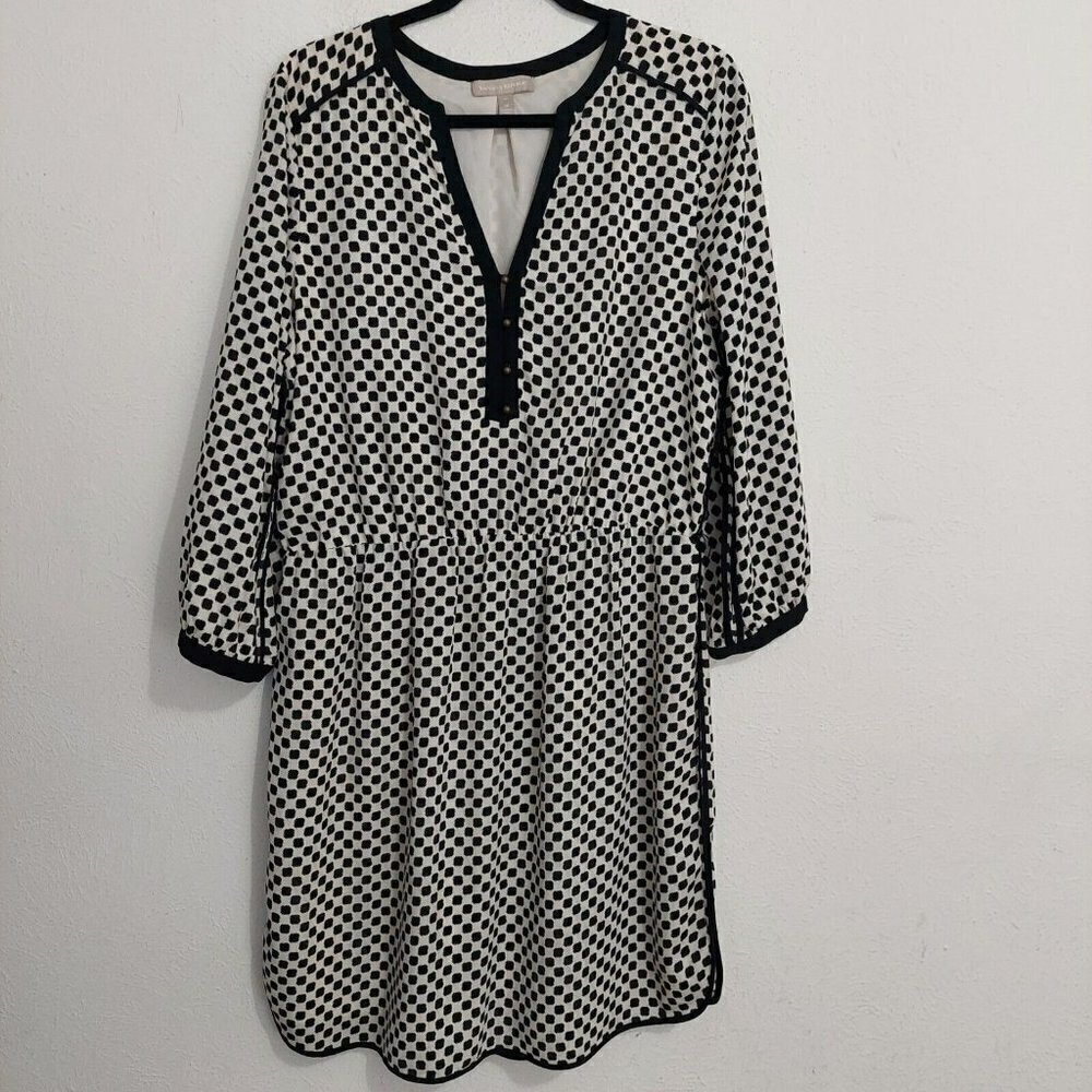 Banana Republic Women's Polka‎ Dot Cream Black Career 3/4 Sleeve Dress Size 14T